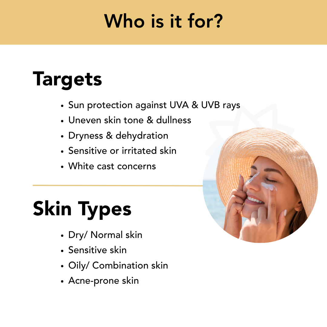 Tinted sunscreen for uneven skintone & sensitive skin