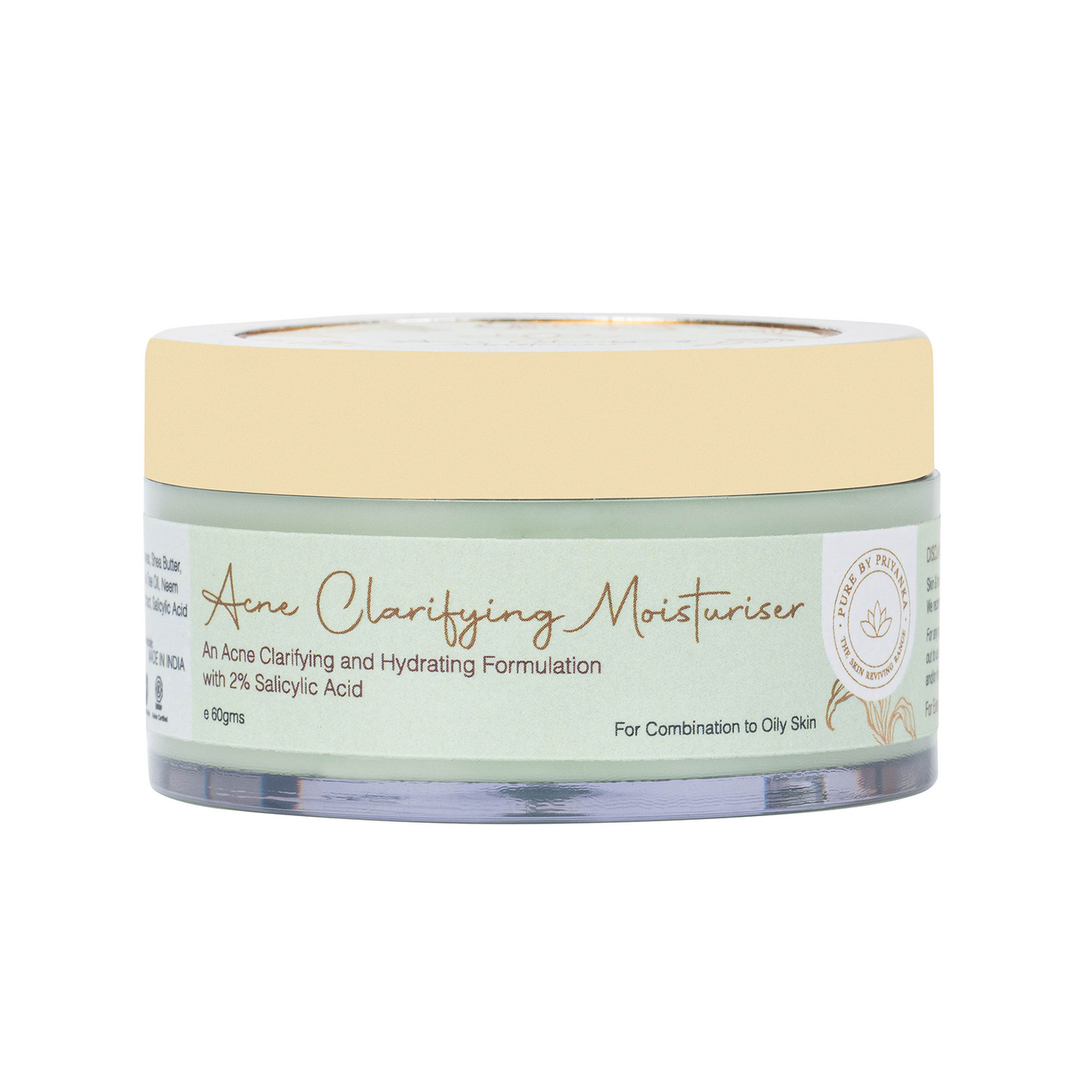 Acne clarifying moisturiser jar to hydrate the skin