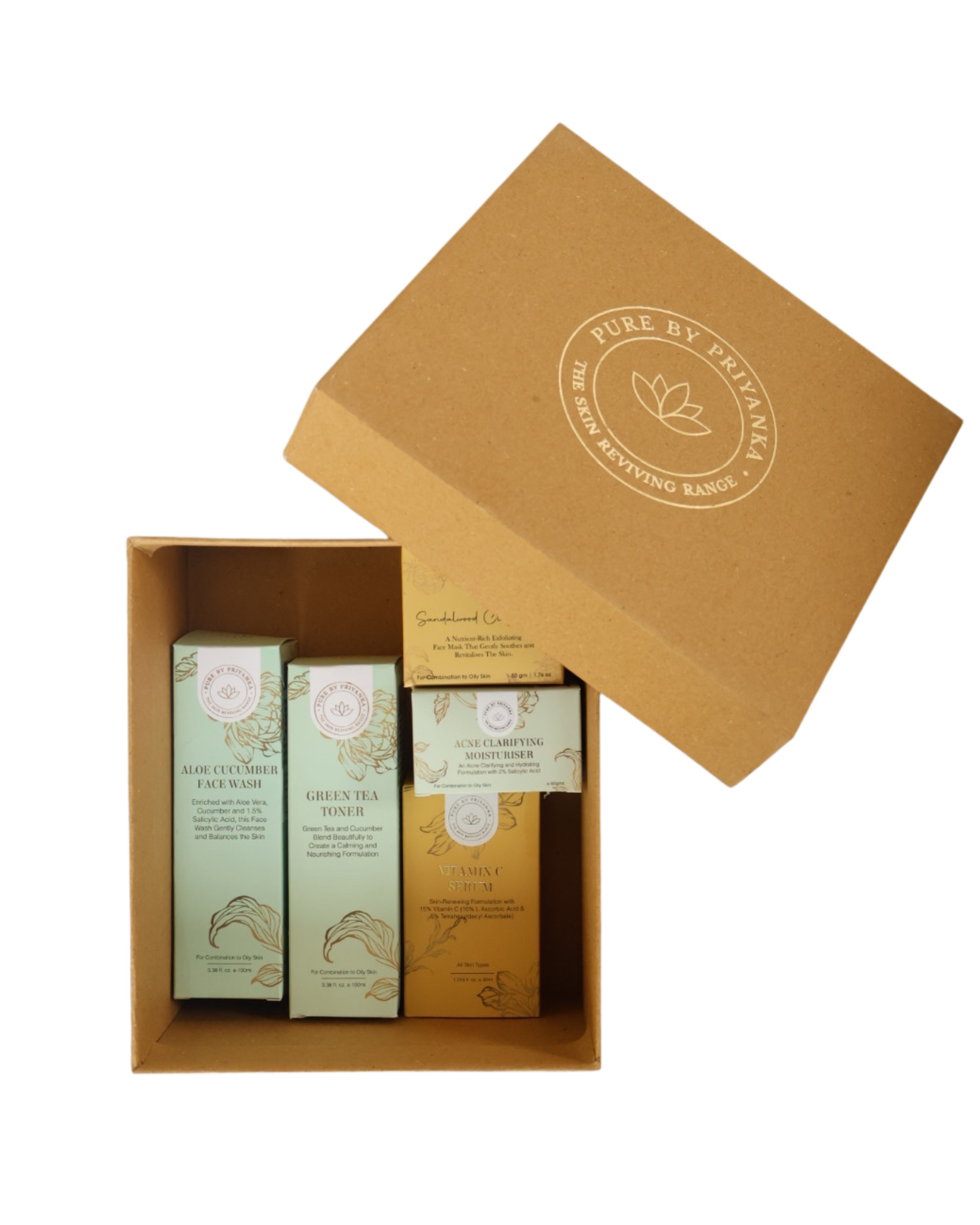 Acne care kit neatly packed in a box for a complete skincare routine