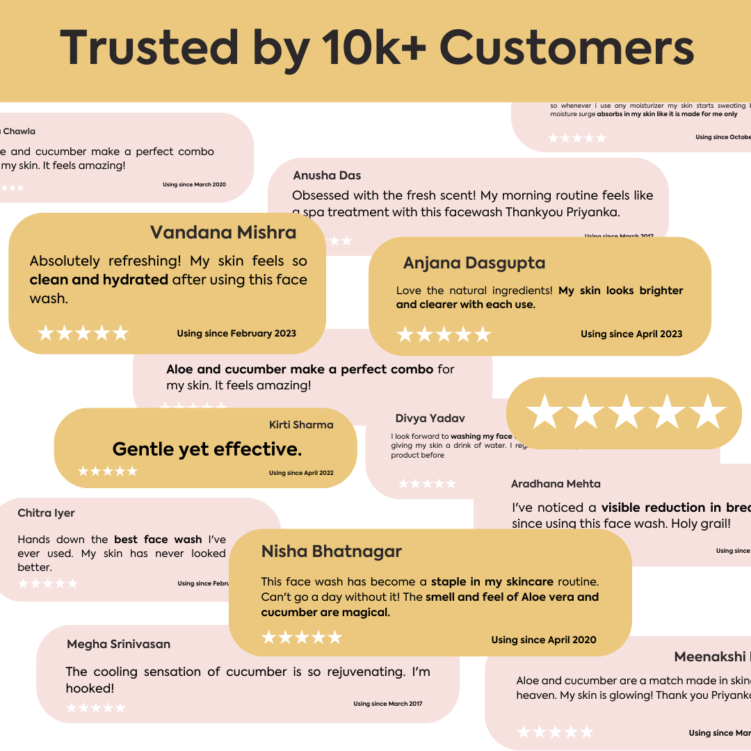 Aloe cucumber face wash customer testimonials to sharing skincare experience