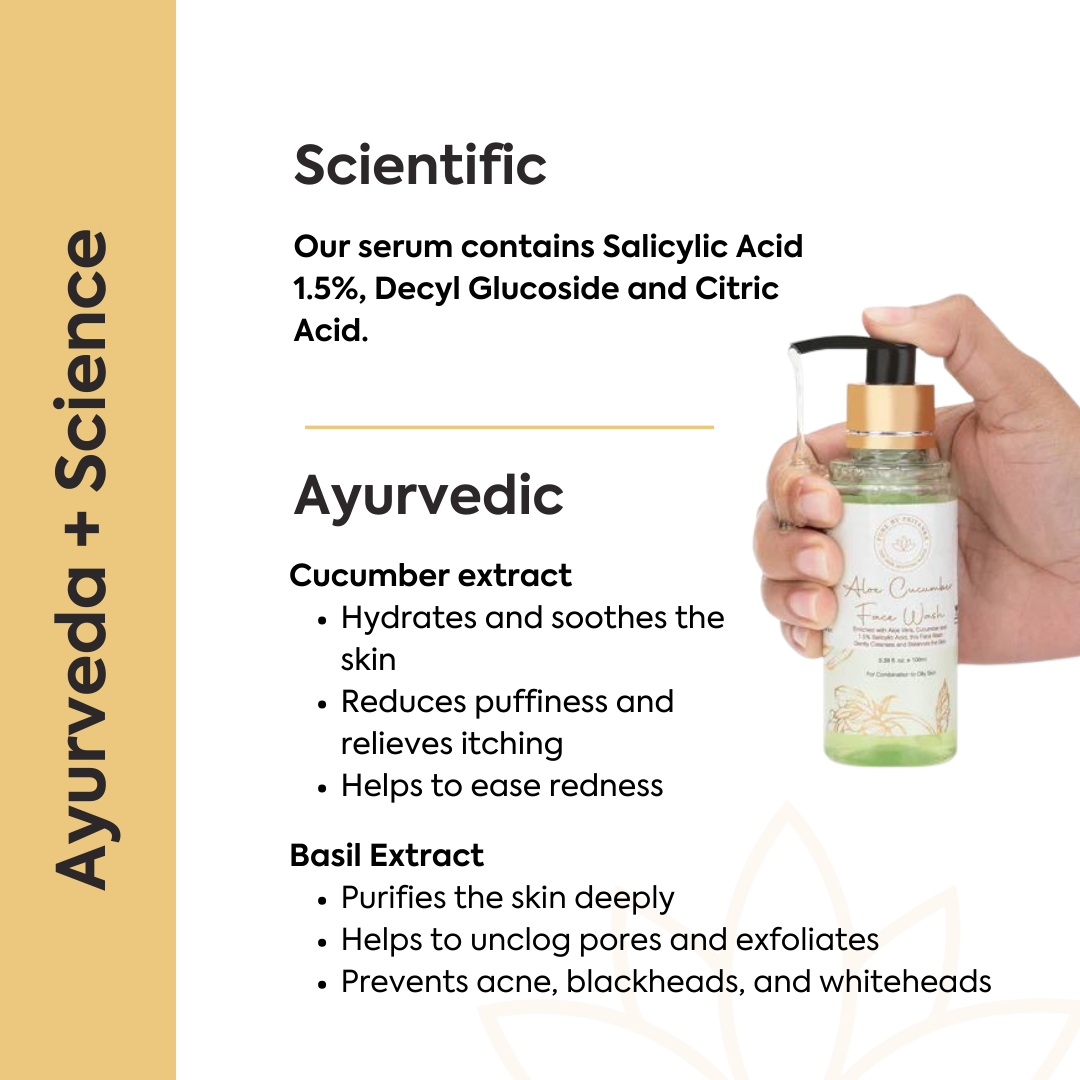 ayurvedic ingredients in aloe cucumber face wash for brightening skin