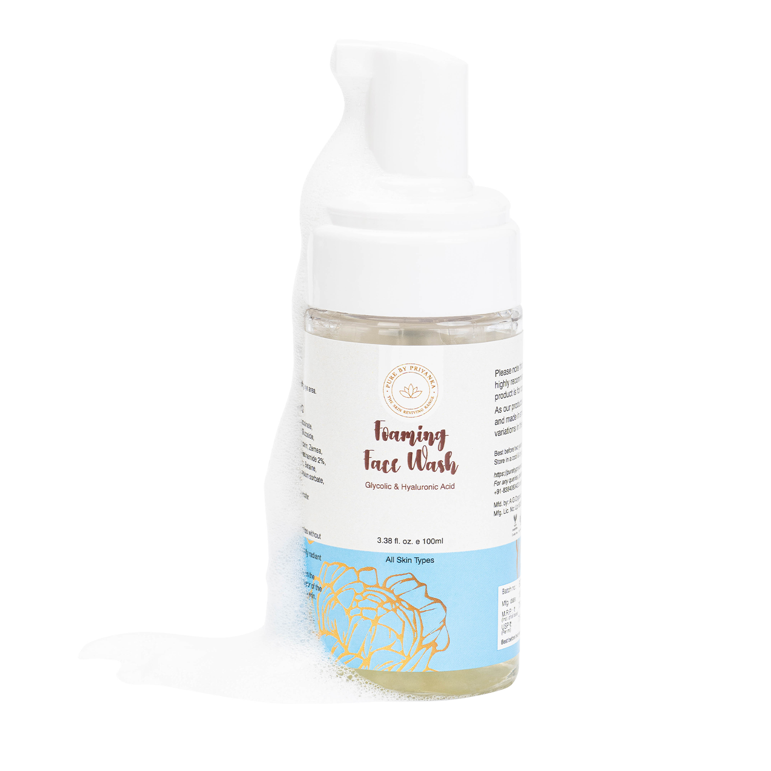 Foaming face wash close-up texture