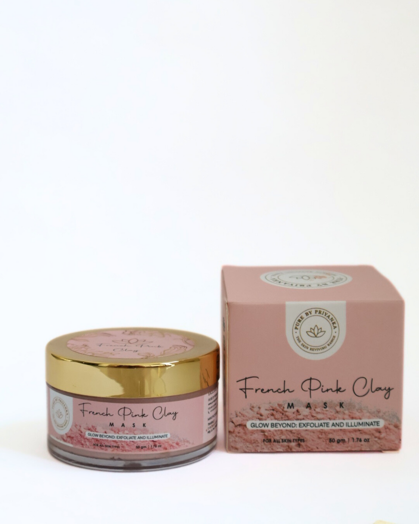 French pink clay mask jar with packaging for women 