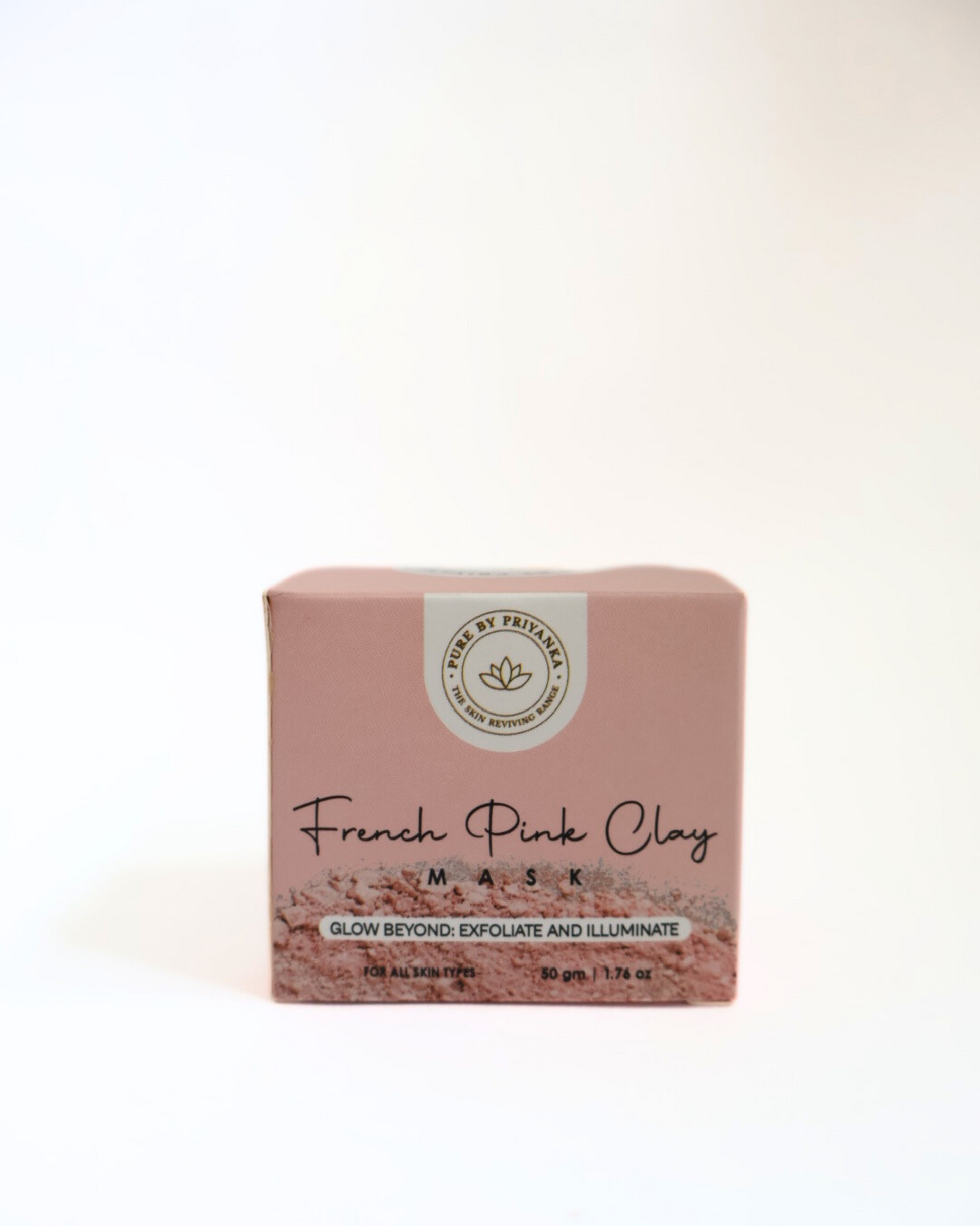 French pink clay face mask displayed with product packaging