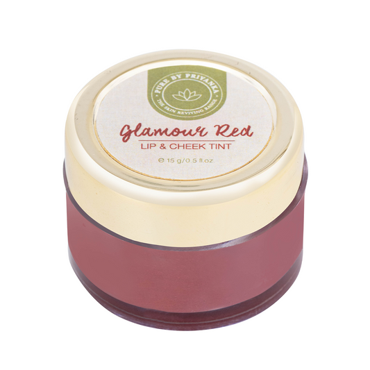 Glamour Red Lip & Cheek Tint jar by pure by priyanka