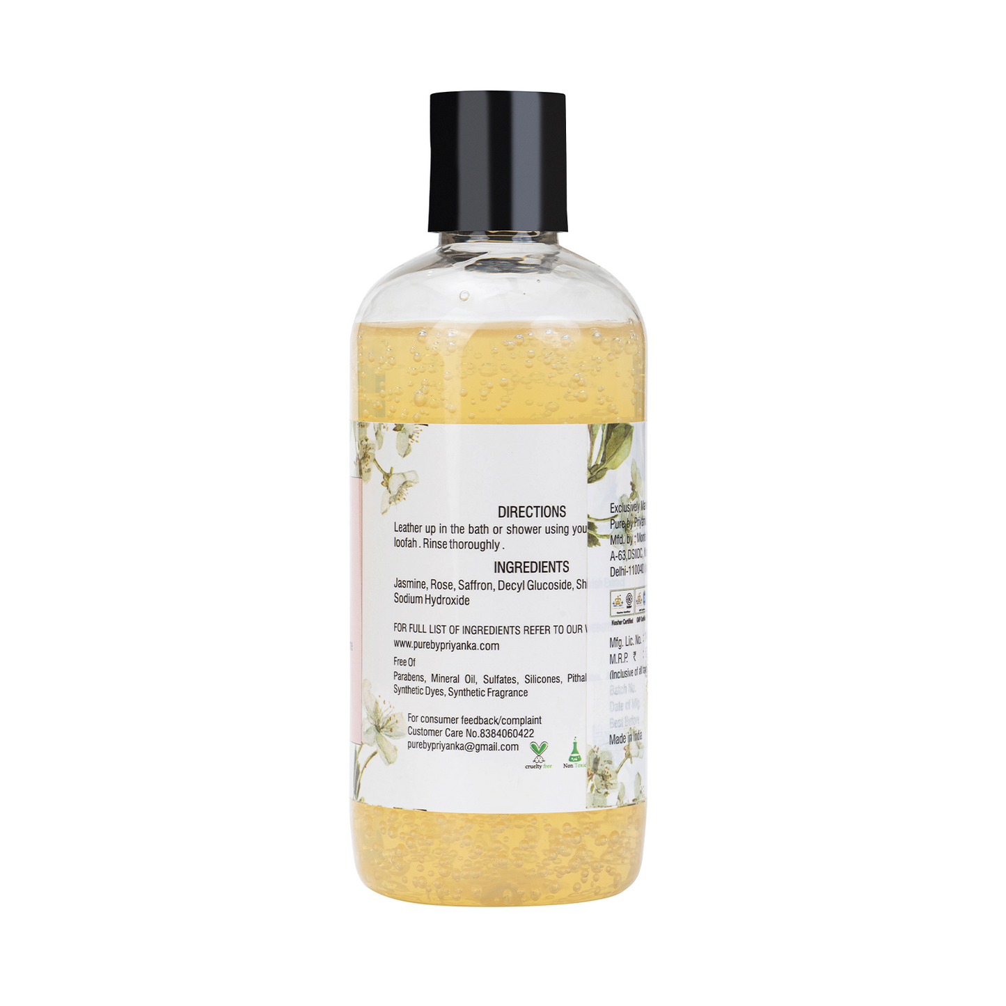 Jasmine Rose & Saffron Bath & Shower Gel  with natural extract ingredients