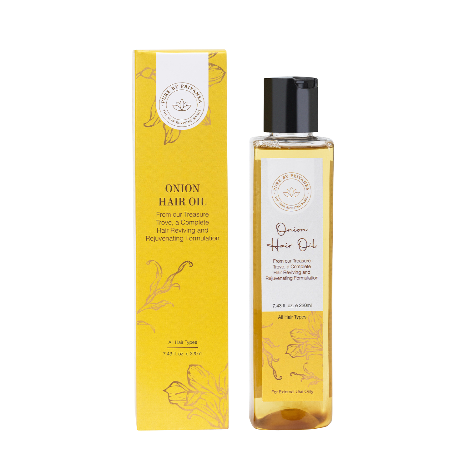 Onion hair oil for silky and strong hair with packaging