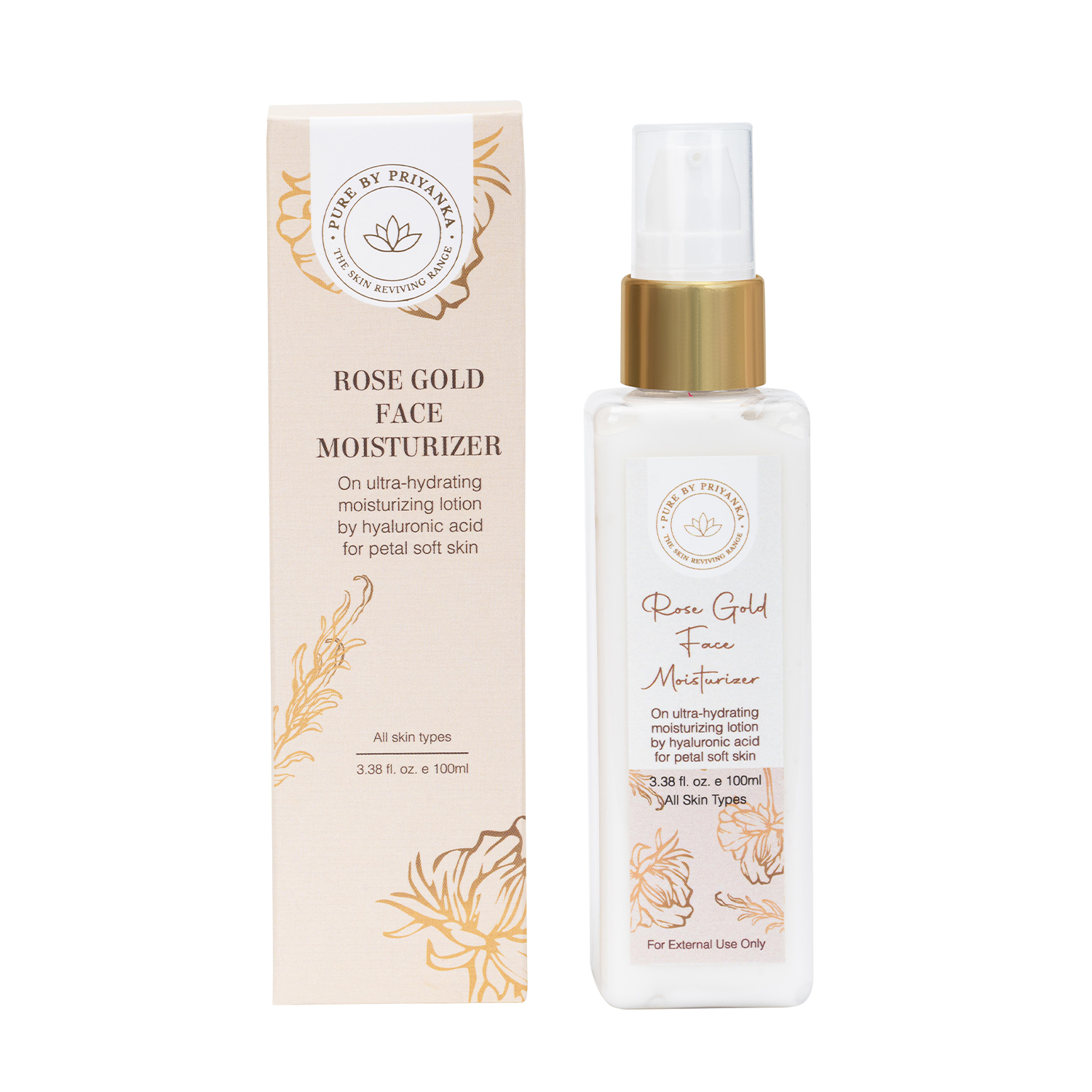 Rose gold face moisturizer for hydrating skin by pure by priyanka