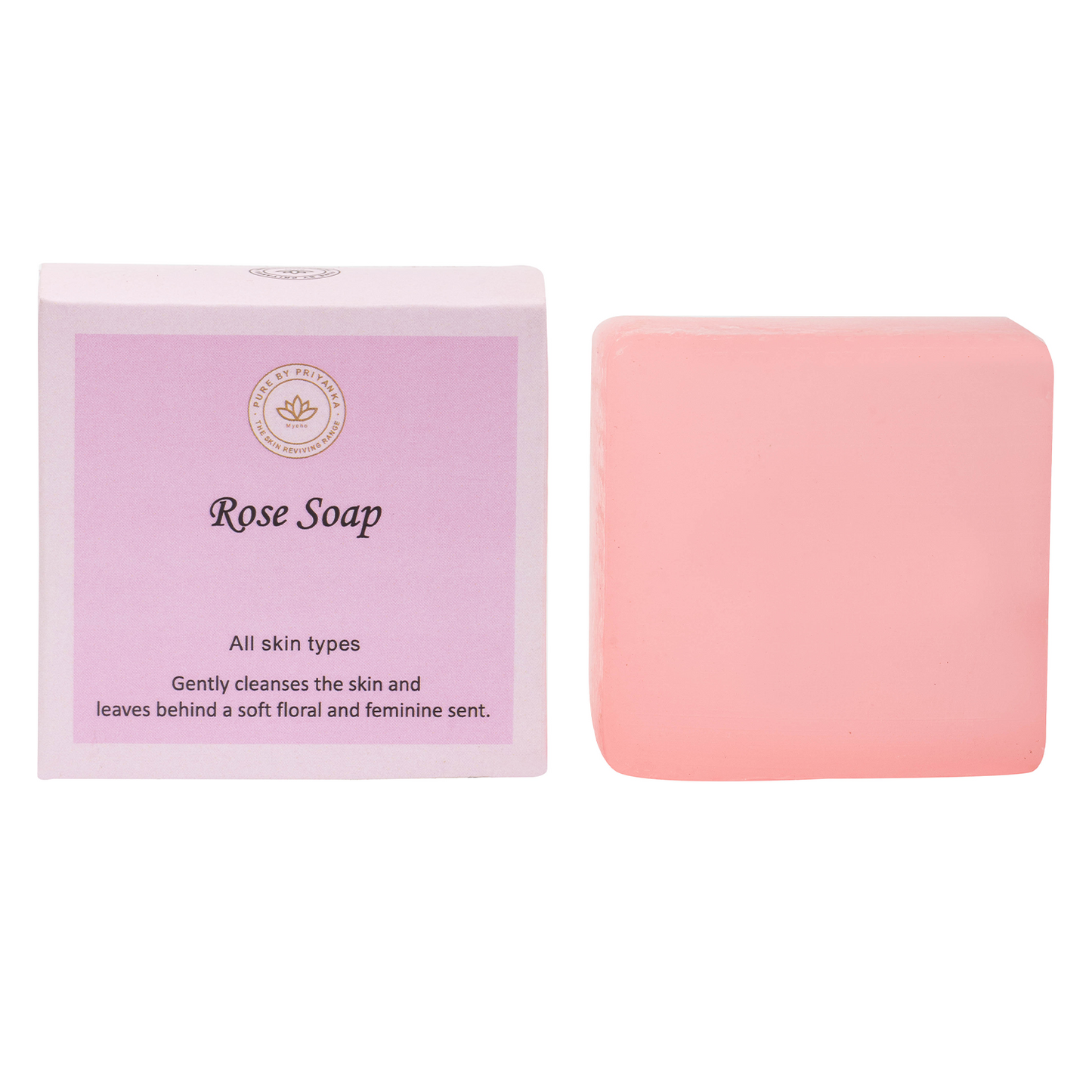 Natural rose soap skincare product packaging by pure by priyanka