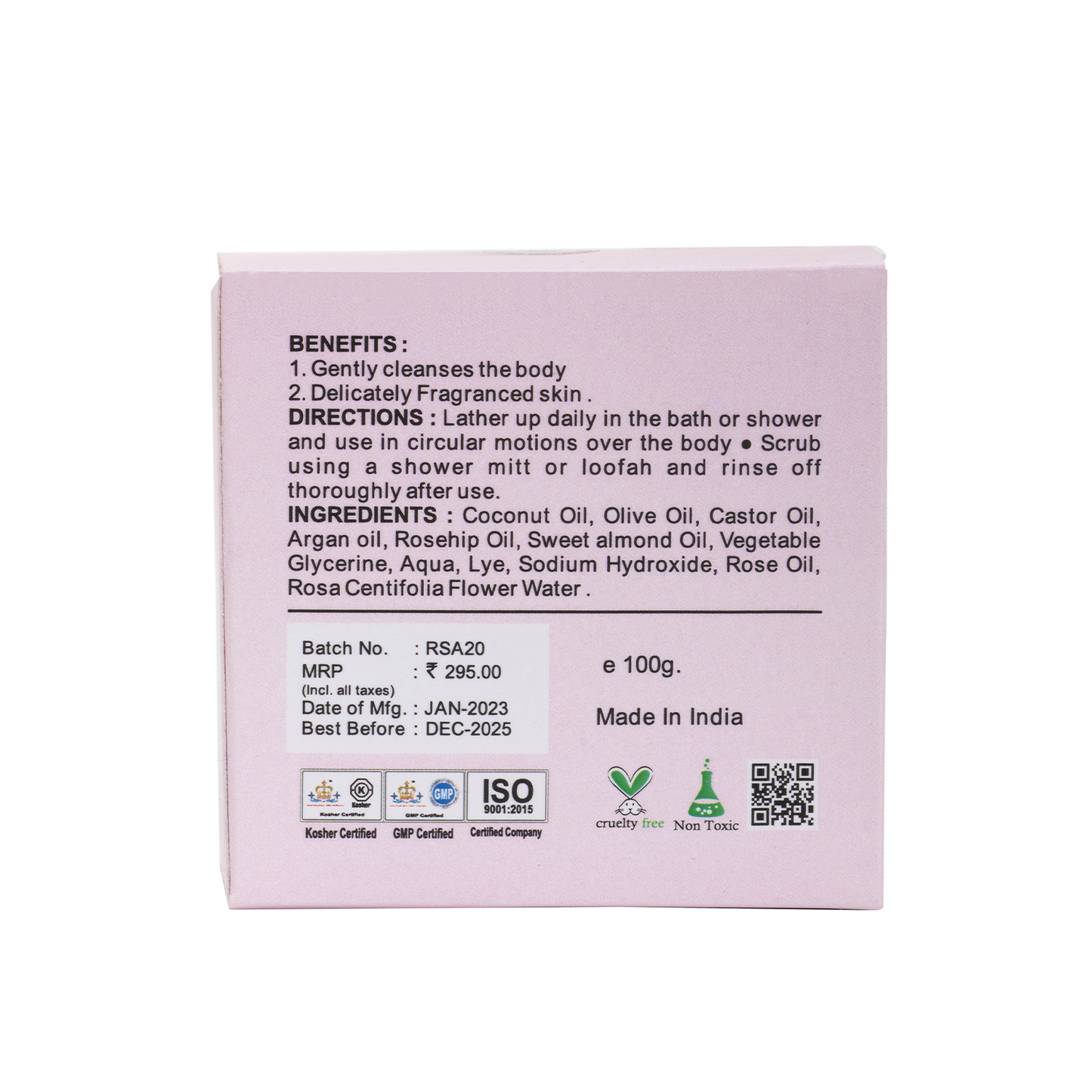 Rose soap with natural ingredients with coconut oil 