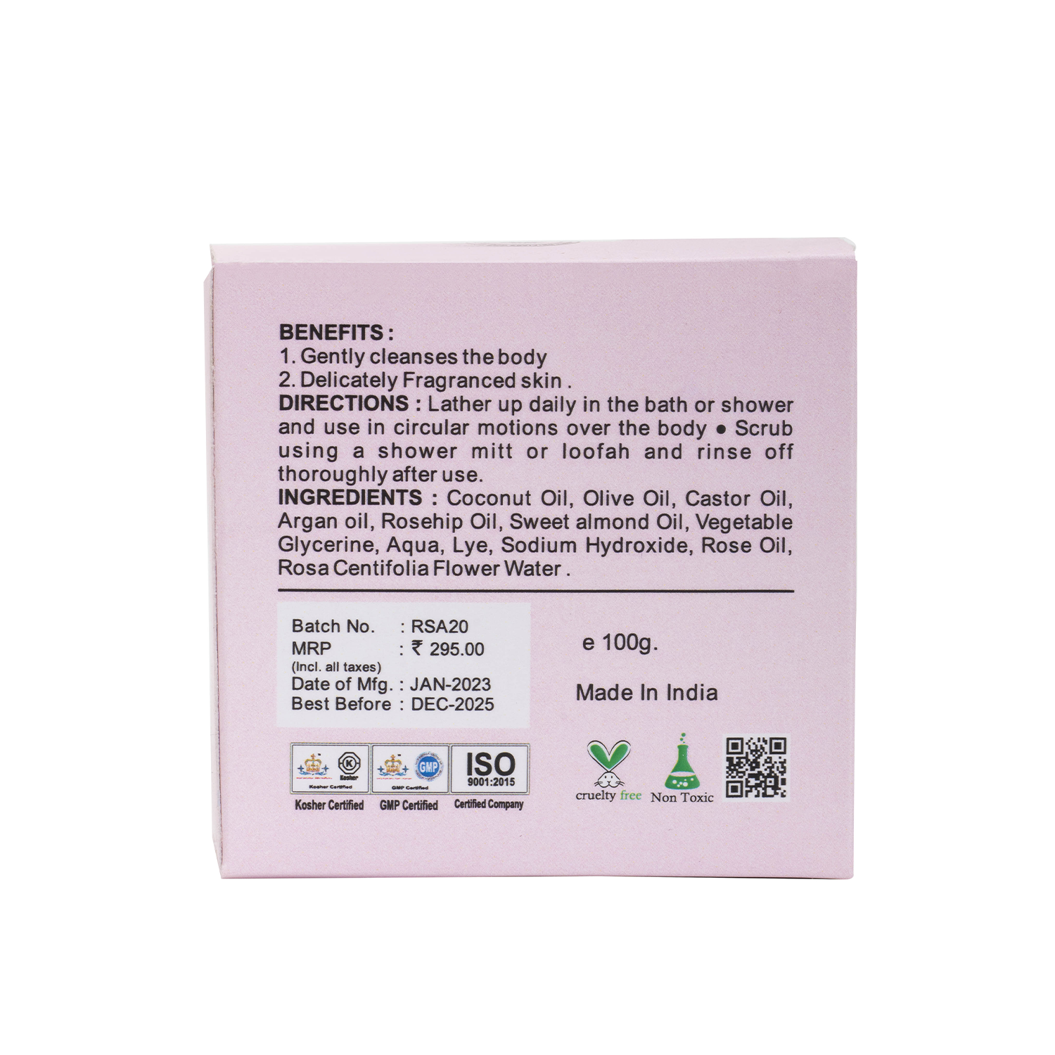 Rose soap with natural ingredients with coconut oil 