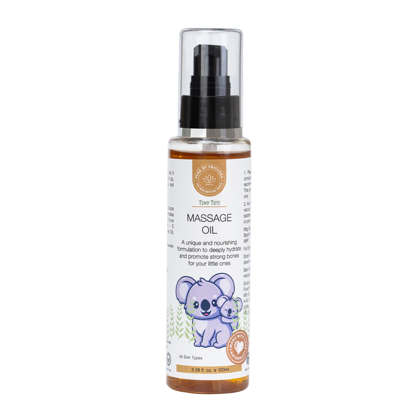 Tiny tots massage oil spray bottle